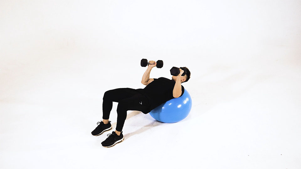 Dumbbell Incline Hammer Press (Stability Ball)