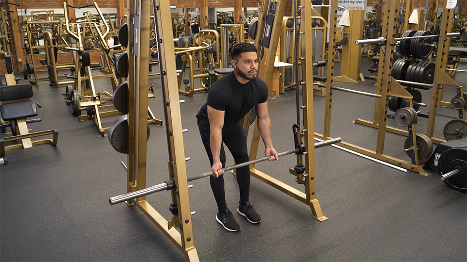 Smith Machine Bent-Over Row (Reverse Grip)